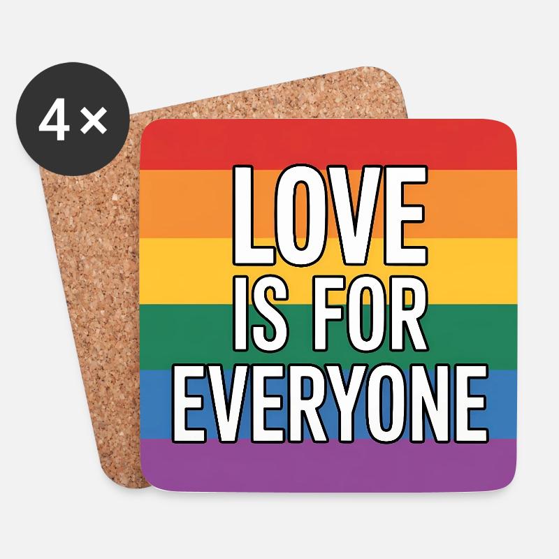 Love is for Everyone - Antifa Rainbow Tee - Untersetzer (4er-Set) - Weiß