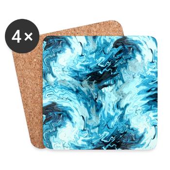 Aqua Marble Pattern Waves - Coasters (set of 4) - white - Front