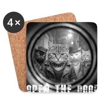 Door On Cats Noir - Coasters (set of 4) - white - Front