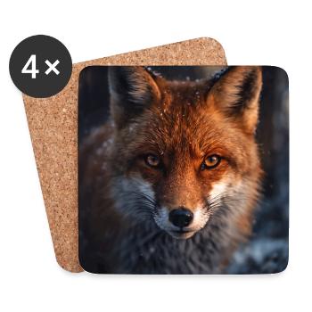 Reconnaissance de renard au crépuscule - Dessous de verre (lot de 4) - blanc - Devant