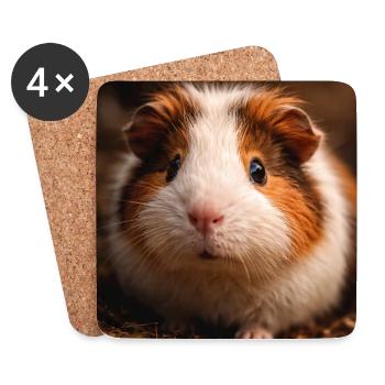 Meerschweinchen Nahaufnahme in erdigen Tönen - Untersetzer (4er-Set) - Weiß - Vorne