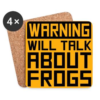 Warning Will Talk About Frogs Frosch Lustig Tier - Untersetzer (4er-Set) - Weiß - Vorne