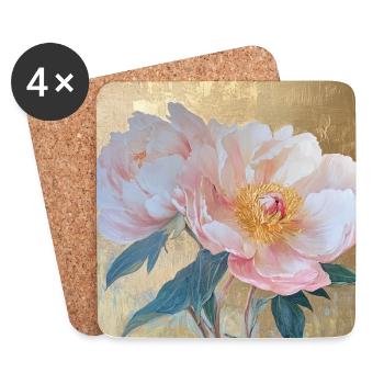 Goden Elegante Rosa Pfingstrose Blumen - Untersetzer (4er-Set) - Weiß - Vorne