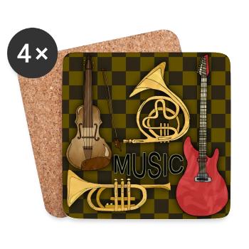 Instruments de musique - Dessous de verre (lot de 4) - blanc - Devant