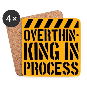 Overthinking In Process Funny Brooding Saying Logo - Coasters (set of 4) - white - Front