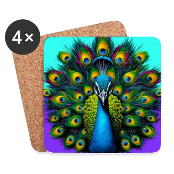 peacock - Coasters (set of 4) - white - Front