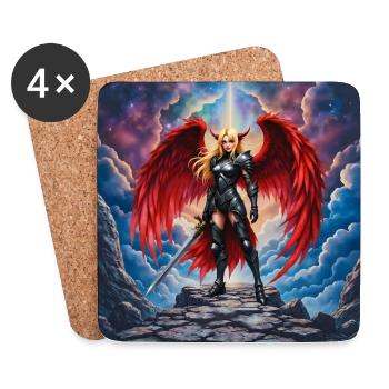 Guerrier Ailé en armure rouge - Dessous de verre (lot de 4) - blanc - Devant