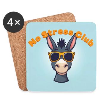 No Stress Club Donkey - Dessous de verre (lot de 4) - blanc - Devant