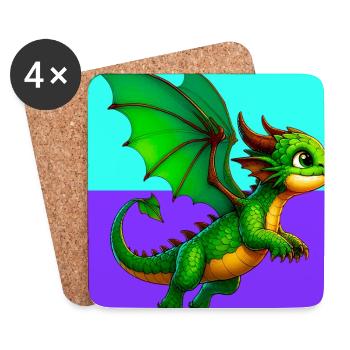 dragon - Dessous de verre (lot de 4) - blanc - Devant