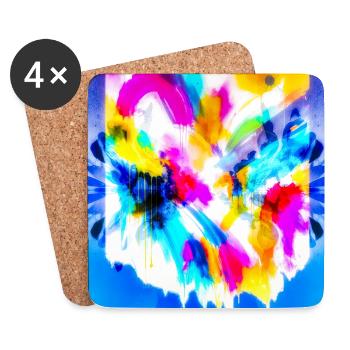 Farbexplosion im Aquarell - Untersetzer (4er-Set) - Weiß - Vorne