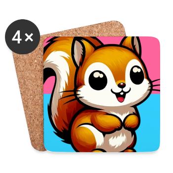 Eichhörnchen - Untersetzer (4er-Set) - Weiß - Vorne
