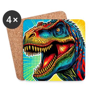 dinosaure - Dessous de verre (lot de 4) - blanc - Devant