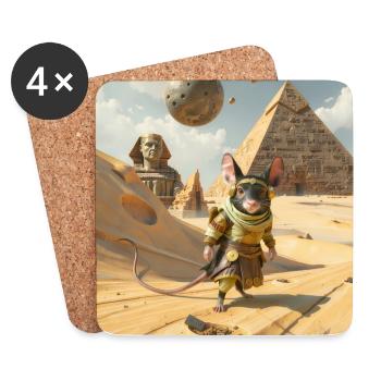 Abenteuerlustige Ratte in Ägypten - Untersetzer (4er-Set) - Weiß - Vorne