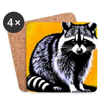 Raccoon - Coasters (set of 4) - white - Front