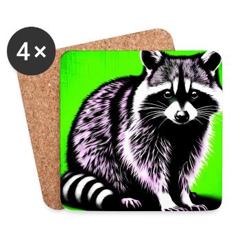 Raccoon - Coasters (set of 4) - white - Front