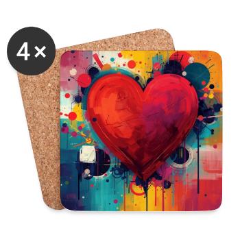 Vivid Heart Graffiti - Coasters (set of 4) - white - Front
