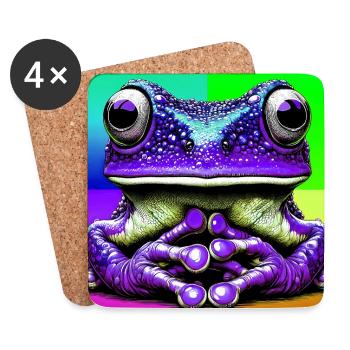 Frosch - Untersetzer (4er-Set) - Weiß - Vorne