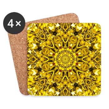 Yellow mandala radial pattern - Coasters (set of 4) - white - Front