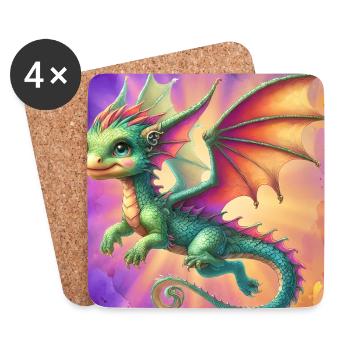 dragon - Dessous de verre (lot de 4) - blanc - Devant