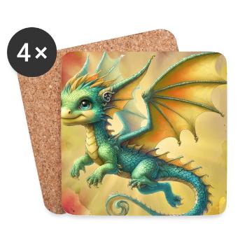 Drache - Untersetzer (4er-Set) - Weiß - Vorne