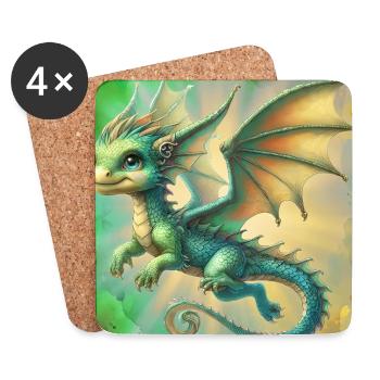 dragon - Dessous de verre (lot de 4) - blanc - Devant