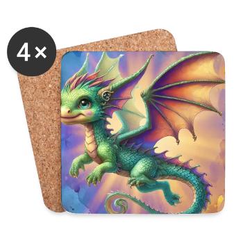 dragon - Dessous de verre (lot de 4) - blanc - Devant