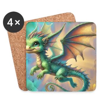 dragon - Dessous de verre (lot de 4) - blanc - Devant