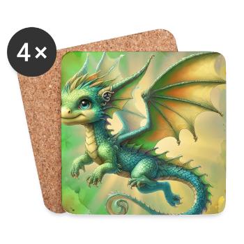dragon - Dessous de verre (lot de 4) - blanc - Devant