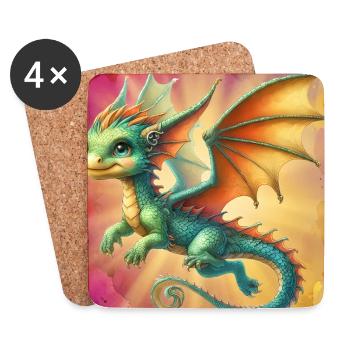 dragon - Dessous de verre (lot de 4) - blanc - Devant