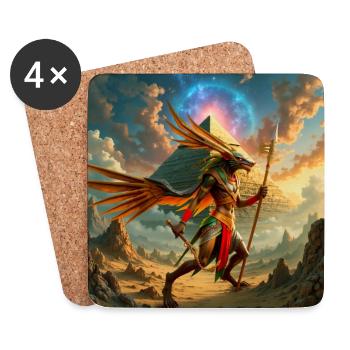 Winged guardian over the pyramid - Coasters (set of 4) - white - Front