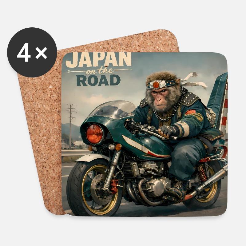 Japanischer Bosozoku-Affenbiker - Untersetzer (4er-Set) - Weiß
