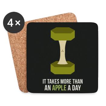 Fitness Motivation Apple Gym Poster - Untersetzer (4er-Set) - Weiß - Vorne