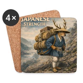Japanese Shika Bokka Design - Coasters (set of 4) - white - Front