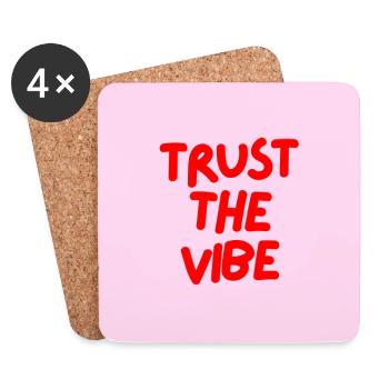 Minimalist TRUST THE VIBE Graphic Tee Design - Dessous de verre (lot de 4) - blanc - Devant