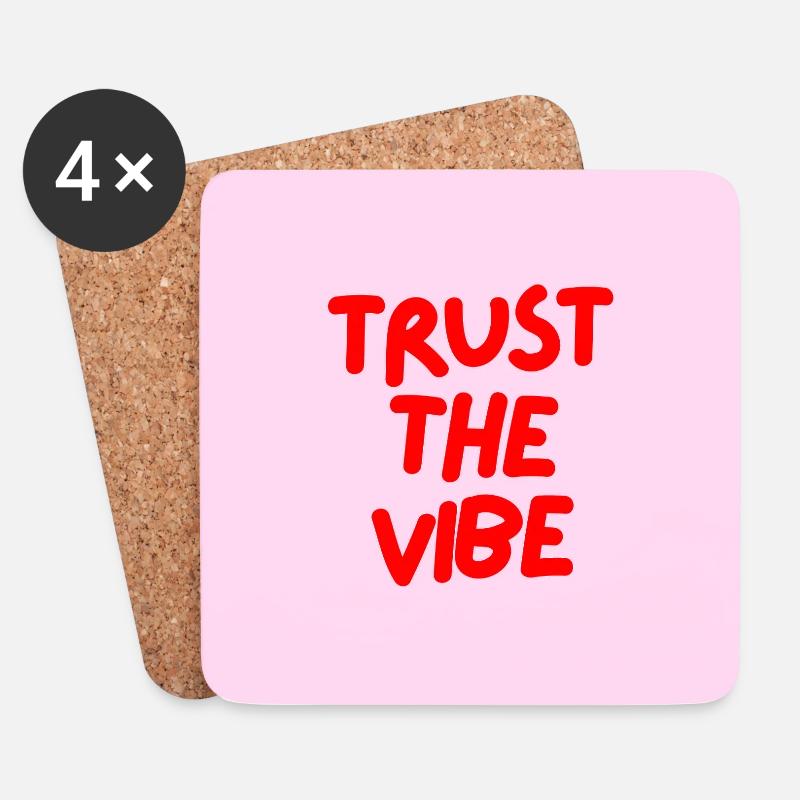 Minimalistisches TRUST THE VIBE Grafik-T-Design - Untersetzer (4er-Set) - Weiß