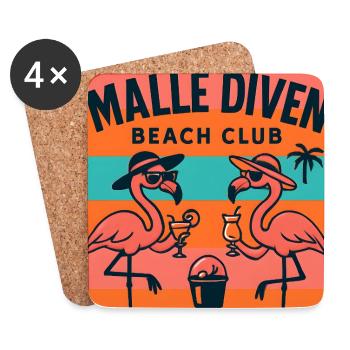 Malle Diven Beach Club Flamingo Mallorca Party - Dessous de verre (lot de 4) - blanc - Devant