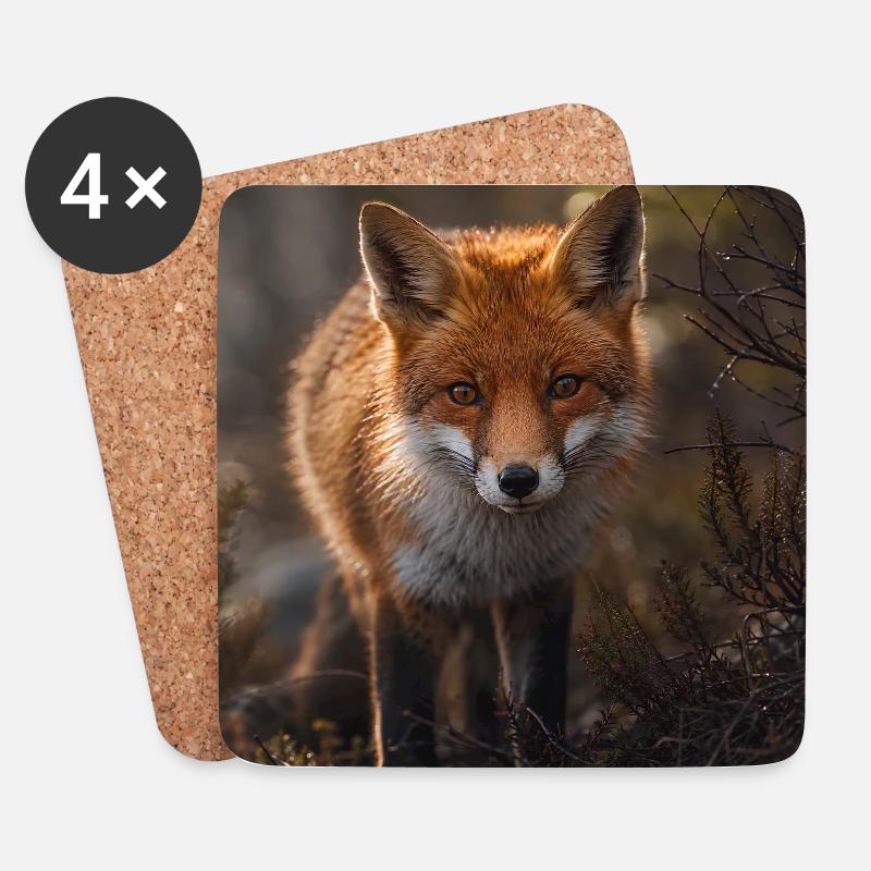 Fuchs in einer Waldlichtung - Untersetzer (4er-Set) - Weiß