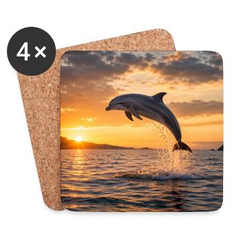 Dolphin at sunset - Coasters (set of 4) - white - Front