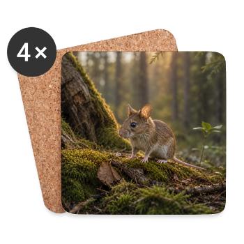 Souris des forêts / souris sous le soleil du soir - Dessous de verre (lot de 4) - blanc - Devant