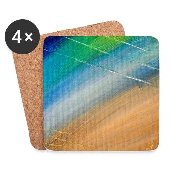 Color flow and gold lines - Coasters (set of 4) - white - Front