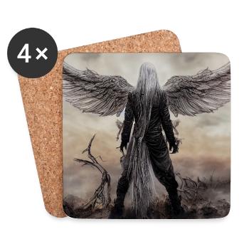 Winged Guardian in the Mist - Coasters (set of 4) - white - Front