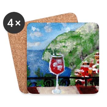 Meerblick_Ölgemälde_mit_cocktail - Dessous de verre (lot de 4) - blanc - Devant