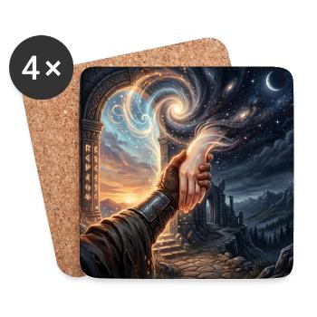 Celestial Handshake Fantasy Portal Art - Coasters (set of 4) - white - Front