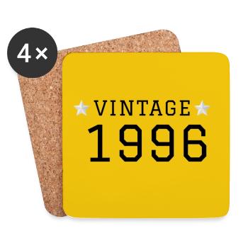 VINTAGE_1996_fond_jaune_etoiles_blanches_retro - Dessous de verre (lot de 4) - blanc - Devant