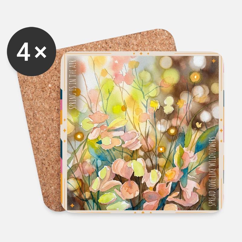 Aquarell Floral Wealth - Untersetzer (4er-Set) - Weiß