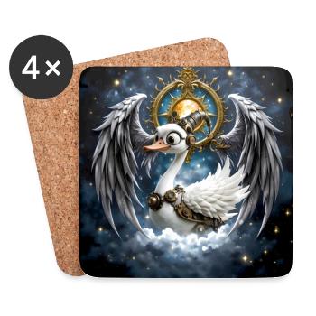 Kosmischer Steampunk Geflügelte Ente - Untersetzer (4er-Set) - Weiß - Vorne