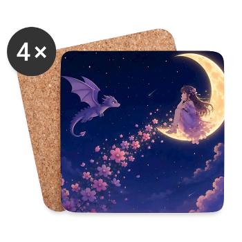 Moonlight Dragon Blossom - Coasters (set of 4) - white - Front