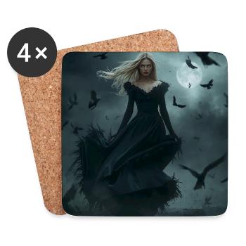The Raven Queen – The Dark Goddess of the Night - Coasters (set of 4) - white - Front