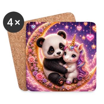 Moon Cuddle Panda Unicorn Gift - Coasters (set of 4) - white - Front