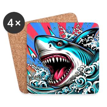 Requin - Dessous de verre (lot de 4) - blanc - Devant